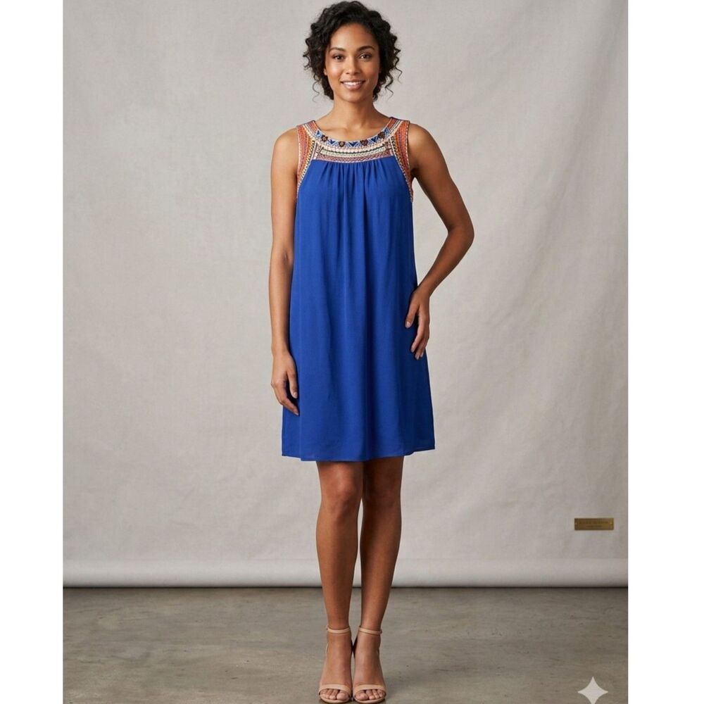 Westport XL Women’s #Bohemian Royal Blue Dress, embroidered, beaded, #indie